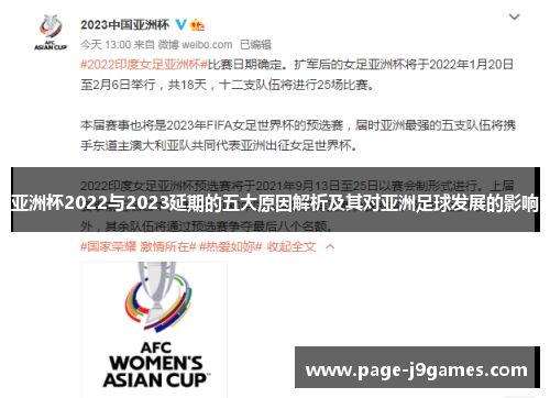 亚洲杯2022与2023延期的五大原因解析及其对亚洲足球发展的影响 亚洲杯2022与2023延期的五大原因解析及其对亚洲足球发展的影响